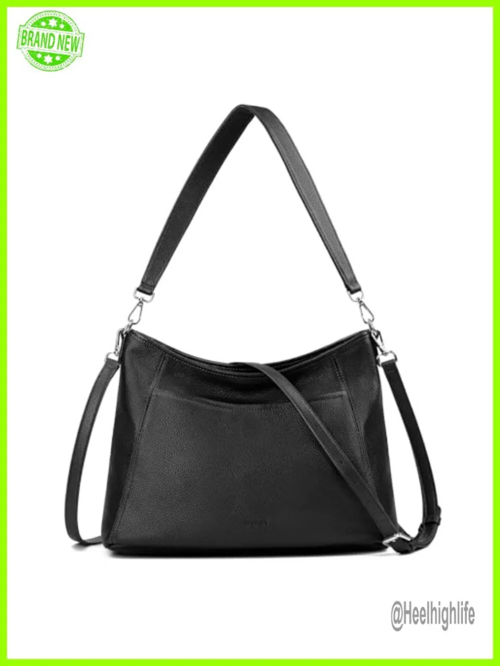 Genuine Leather Hobo Crossbody Bag with 2 Detachable Straps Large Capacity